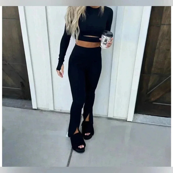 NEW BEACH RIOT alani pants in black rib size L - Picture 2 of 6